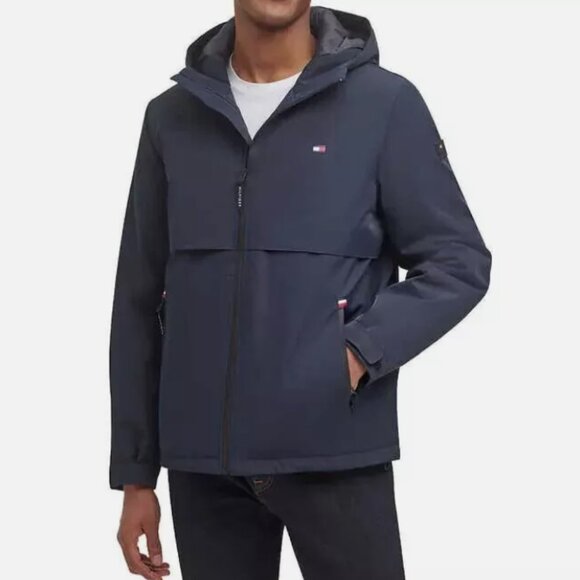 TOMMY HILFIGER men'sHooded Performance Winter Jacket Coat Navy Size M